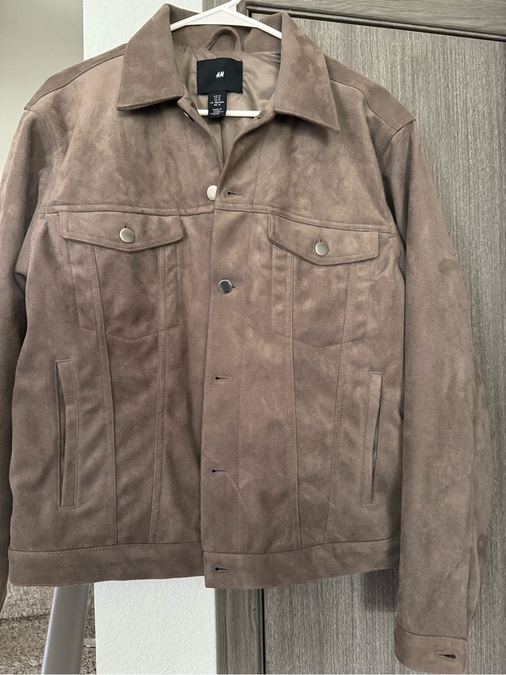 H&M Taupe faux Suede trucker-Style Jacket size M